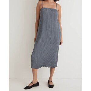 Madewell Gray Pleated Midi Dress